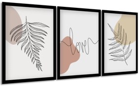 Gario Sada plagátov Flower love - 3 dielna Farba rámu: Čierna, Veľkosť: 99 x 45 cm