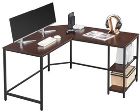 Sammer Rohový kancelársky stôl v hnedej farbe s poličkami model_2157_1