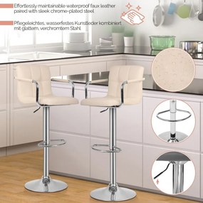 MIADOMODO Barová stolička 2ks, s lakťovými opierkami, béžová