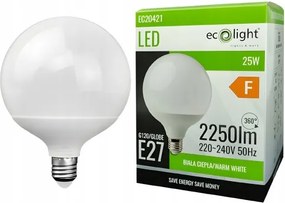 LED žiarovka E27 25W 2250lm 3000K Veľká guľa Silné teplé svetlo GLOBE G120