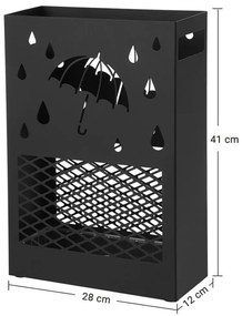 SongmicsHome Kovový stojan na dáždniky RAIN, 28x12x41cm, čierna