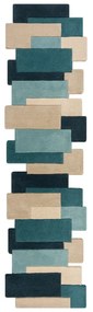 Modrý/béžový vlnený behúň 60x230 cm Abstract Collage – Flair Rugs