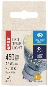 EMOS LED žiarovka True Light MR16, GU10, 4,8 W, 450lm, teplá biela