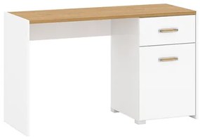 Pracovný stôl s komodou ANTHO - biela/dub