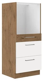 Kuchynská skrinka pod rúru so zásuvkami Woodline 60 DPS-145 3S BB, Farby: dub lancelot / biely lesk