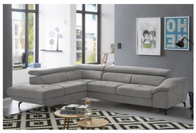 Rozkladacia rohová sedacia súprava BRESCIA L s úložným priestorom, ľavá, sivá