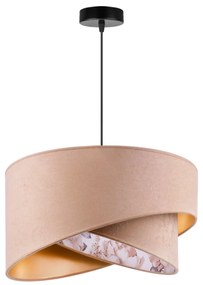 Závesné svietidlo Mediolan, 1x béžové/zlaté/kvetinové textilné tienidlo