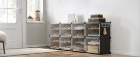 Modulární botník Lux s 8 dvířky čirý/černý