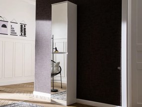 Zrkadlová viacúčelová skriňa s policami Mirror, 37 cm, biela