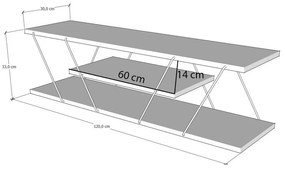 TV stolík v dekore orecha v prírodnej farbe 120x33 cm Canaz – Kalune Design