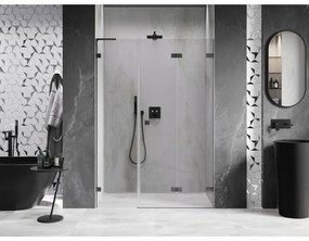 Mexen Lunar-F, L pravé sklápacie sprchové dvere 115 cm, 8mm číre sklo, brúsený grafit profil, 836SL-115-050-66-00-P