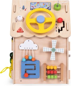 Drevený manipulačný domček ECOTOYS XXL – edukatívna hračka a organizér 30 aktivít (3+)