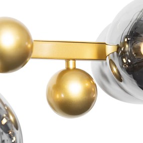 Art Deco závesné svietidlo zlaté s dymovým sklom 8-svetlo - David