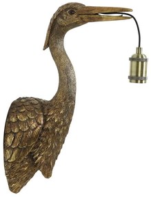 Bronzová antik nástenná lampa žeriav Crane - 30*16*48 cm / E27