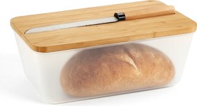Kesper 2. akosť - Chlebník veľký, s bambusovým vekom a nožom 3v1 - transparentný