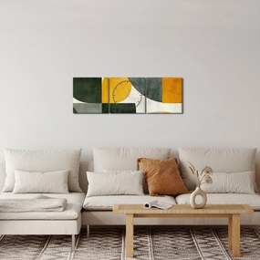 Obraz - Abstrakcia v olivovej farbe (s hodinami) (90x30 cm)