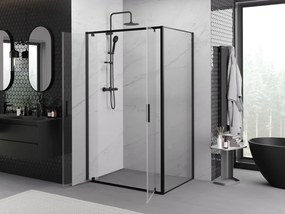 Mexen Exo, výklopná sprchová kabína, dvere 110 cm + bočná stena 100 cm, transparentné sklo, čierna, 8182-110-100-70-00