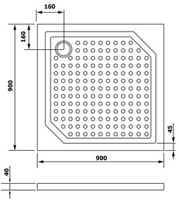 Gelco Gelco, ANETA90 sprchová vanička z liateho mramoru, štvorec 90x90x4cm, GA009