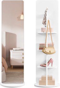 SONGMICS stojanové zrkadlo, otáčateľné o 360°, 163 x 45 cm, oblá biela