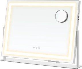 Kozmetické zrkadlo DAHLIA s LED osvetlením, 10x62,5x45,8cm, biela SongmicsHome