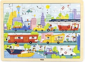 Puzzle na podstavci Viga 44582 48 dielikov - spoznávanie dopravy v meste