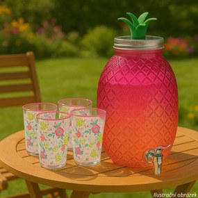 EH Nápojový dávkovač sklenený 4,5 l, ružová