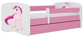 Detská Posteľ. Babydreams+Sz+M Ružová 80x180 Jednorožec