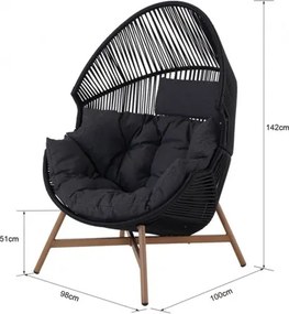 MI Ratanové kreslo HOLAND čierne