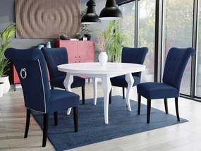 Stôl Julia FI 100 so 4 stoličkami ST65, Farby: biela, Farby: zlatý, Farby:: biely lesk, Potah: Magic Velvet 2258