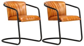 Jedálenské stoličky 2 ks, svetlosivé, pravá koža