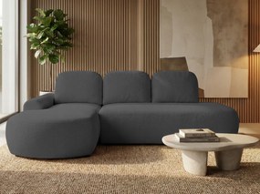 Rohová sedačka s funkciou spania Cloud ľavá s úložným priestorom na posteľnú bielizeň, tmavosivá