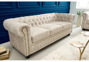 Sedacia súprava 42310 Chesterfield 3-sedenie Zamat Champagner - Komfort-nábytok