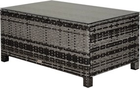 Záhradný bočný stolík Outsunny - Kávový stolík - Poly ratan - Sivý - 85 x 50 x 39 cm | Aosom