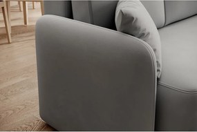 Svetlosivá zamatová rozkladacia/s úložným priestorom rohová pohovka (pravý roh/s leňoškou) Hadson – ELTAP