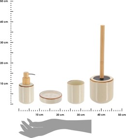Sada kúpeľňových doplnkov Elva, béžová/s drevenými prvkami