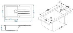 ALVEUS 1140597 - Kuchynský drez CADIT 100x50 cm granit/béžová