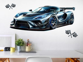 Auto superšport textilní prelepiteľná nálepka na stenu hárok 47 x 18 cm