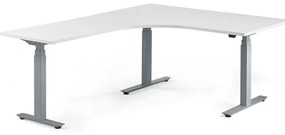 Výškovo nastaviteľný rohový stôl MODULUS, 1600x2000 mm, strieborná, biela