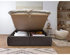 Tmavosivá čalúnená dvojlôžková posteľ s úložným priestorom a roštom 180x200 cm Garancia – Bobochic Paris