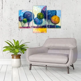 Obraz kopulovitých stromov, olejomaľba (90x60 cm)