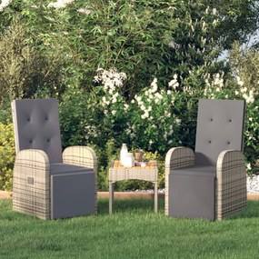 Záhradné sklápacie stoličky so sedákmi 2 ks sivé polyratan 319538