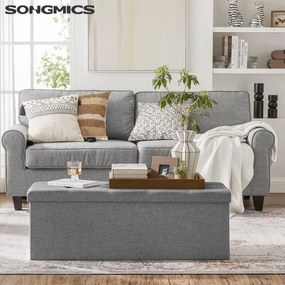 Taburetka L, lavica s úložným priestorom, nosnosť 300 kg, 110 x 38 x 38 cm, svetlošedá