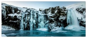 Obraz zamrznutých vodopádov (120x50 cm)
