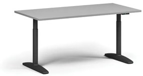 Výškovo nastaviteľný stôl OBOL, elektrický, 675-1325 mm, doska 1600x800 mm, čierna zaoblená podnož, sivá