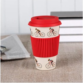 Bambusový cestovný hrnček s červenými detailmi Rex London Le Bicycle, 400 ml
