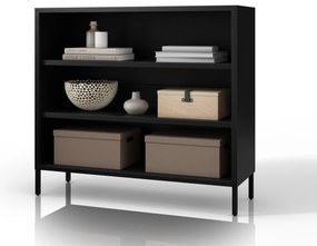 Čierny kovový regál s policami LUCA Modern 1000 x 900 x 350 mm