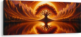 Obraz – Strom v krvavom slnku (120x50 cm)