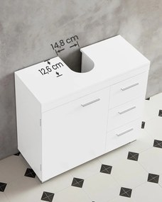 Kúpeľňová skrinka s 3 veľkými zásuvkami, 2 priehradkami, biela