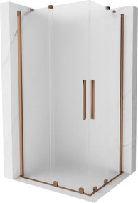 Mexen Velar Duo, sprchový kút s posuvnými dverami 90 x 80 cm, 8mm sklo námraza, ružové zlato, 871-090-080-32-60