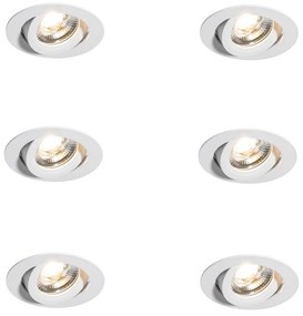 Sada 6 moderných zapustených bodových svietidiel bielych 8,2 cm vrátane LED IP54 Ultra Slim - Pupil